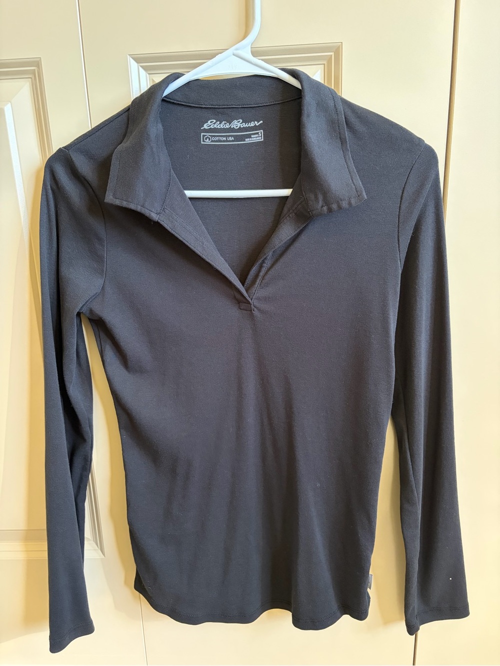 Eddie Bauer Black Long-Sleeve Polo Shirt